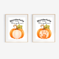 Christian Pumpkin Handprint Keepsake Printable | Wonderfully Made Fall Craft | Psalm 139:14 Preschool Pumpkin Activity