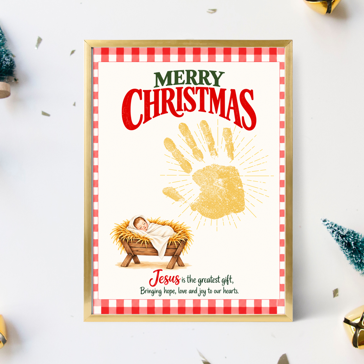 Jesus Is the Greatest Gift Christmas Handprint Craft | Christian Nativity Keepsake Printable for Kids