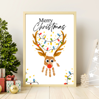 Merry Christmas Reindeer Handprint Craft Printable | Reindeer Keepsake | Christmas Handprint Activity | Preschool Christmas Craft | Holiday Handprint Art