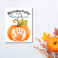 Christian Pumpkin Handprint Keepsake Printable | Wonderfully Made Fall Craft | Psalm 139:14 Preschool Pumpkin Activity