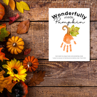 Wonderfully Made Handprint Pumpkin Craft Printable | Christian Fall Keepsake | Psalm 139:14 Preschool Autumn Activity