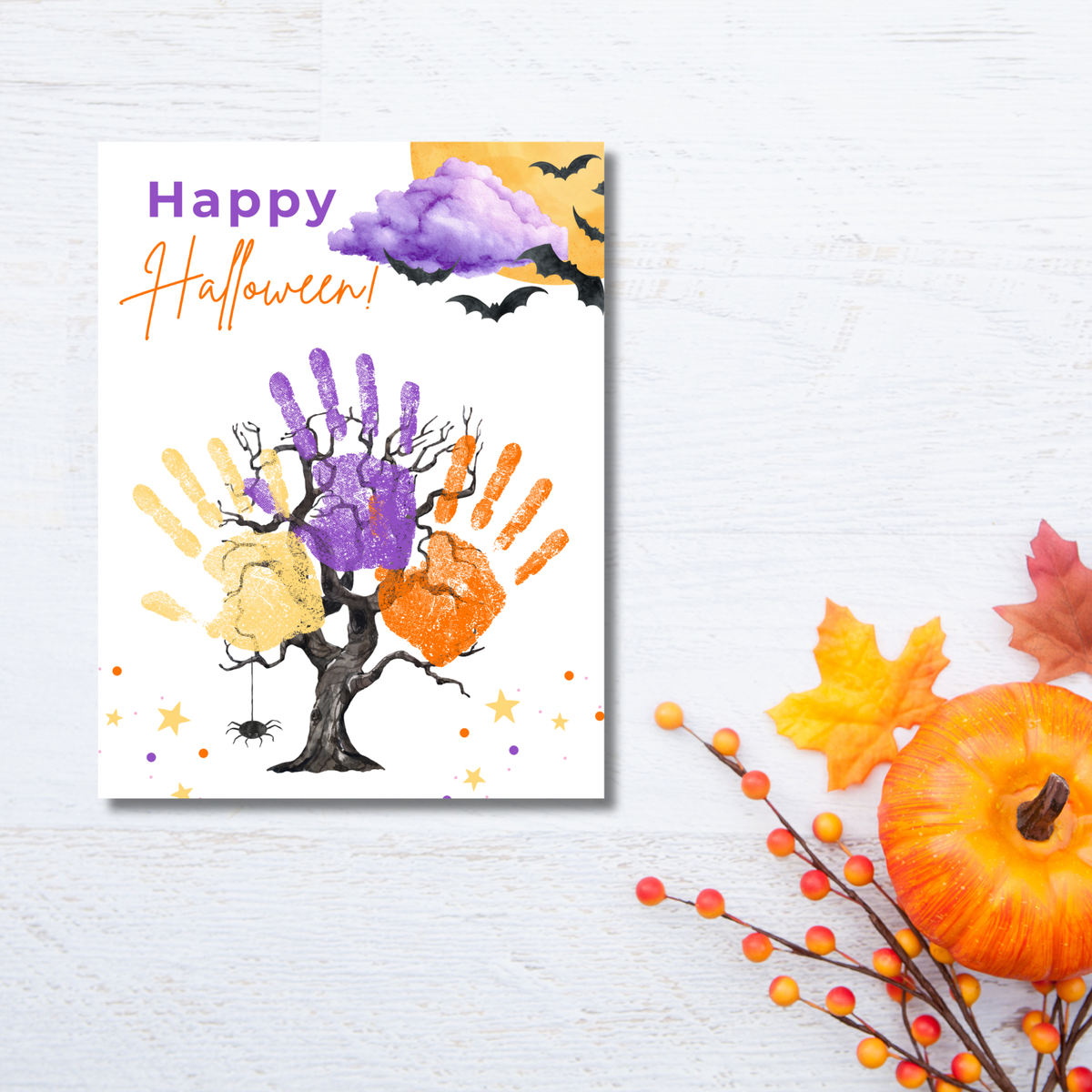 Happy Halloween Handprint Tree Craft Printable | Halloween Family Handprint Keepsake | Preschool Halloween Activity | Daycare & Classroom Fall Craft