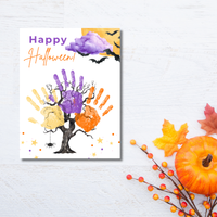 Happy Halloween Handprint Tree Craft Printable | Halloween Family Handprint Keepsake | Preschool Halloween Activity | Daycare & Classroom Fall Craft