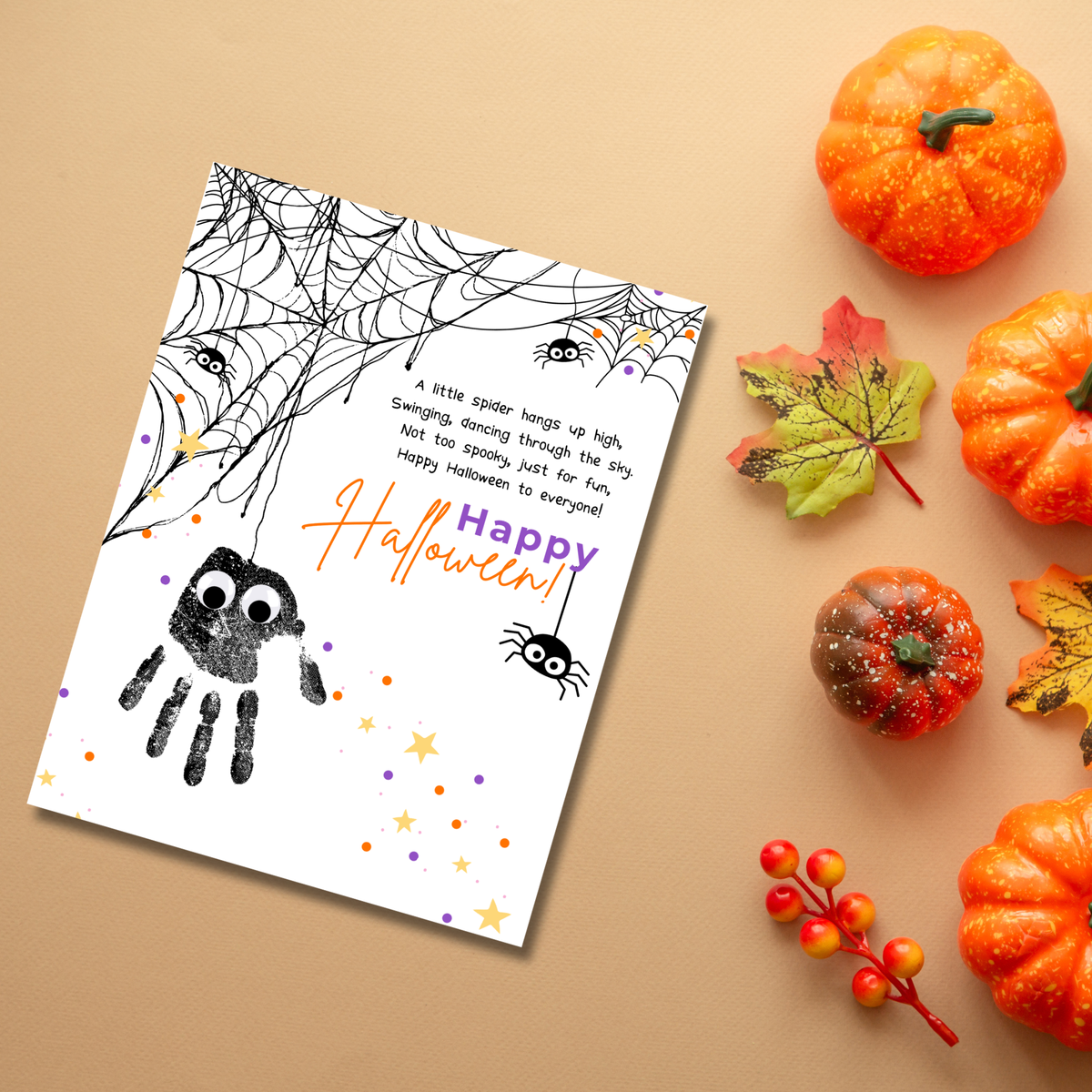 Happy Halloween Spider Handprint Craft Printable | Preschool Halloween Keepsake Activity | Halloween Craft for Kids | Daycare & Classroom Printable