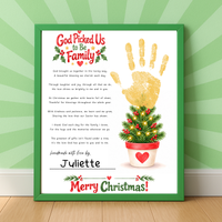 God Picked Us to Be Family Christmas Handprint Craft | Christian Family Keepsake Printable