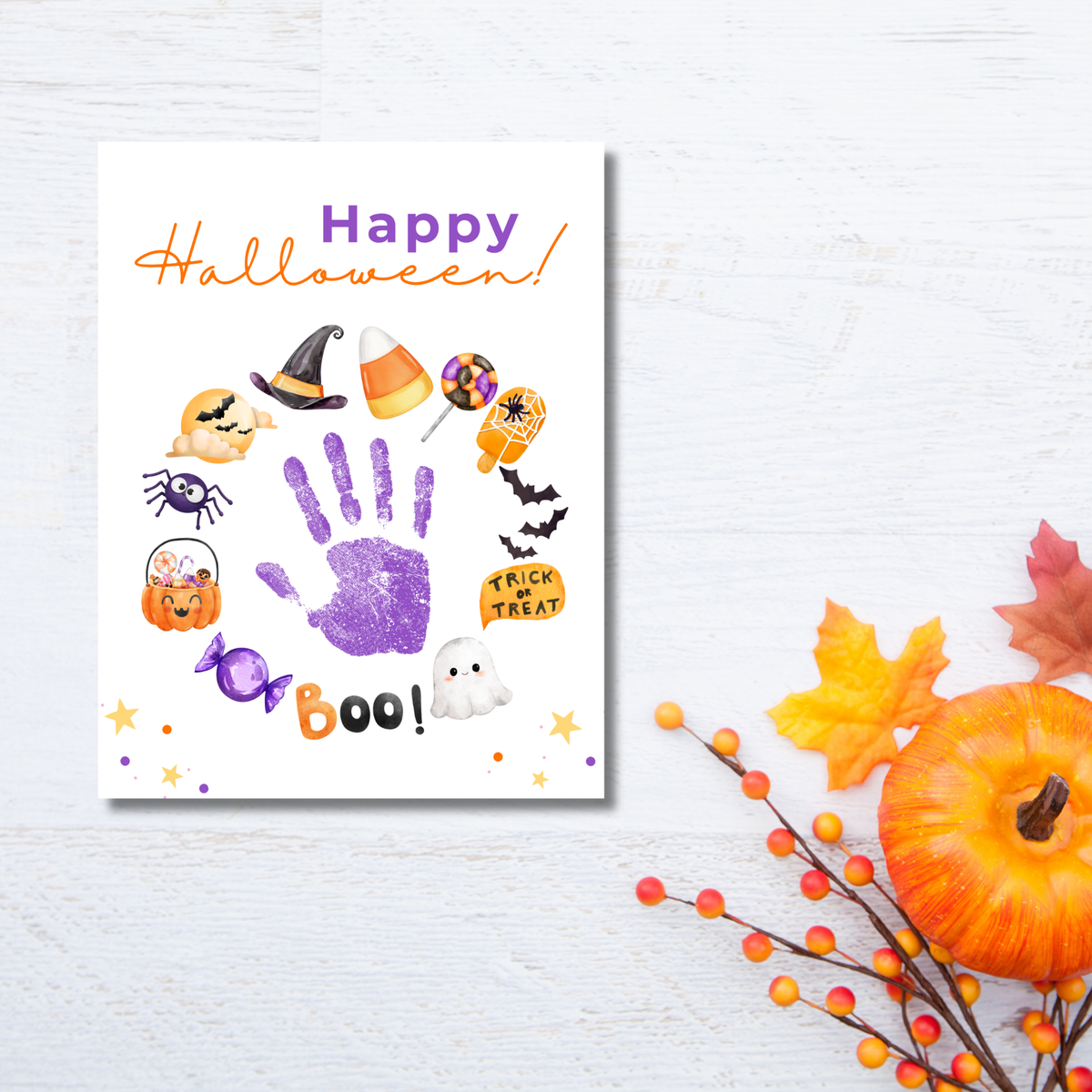 Happy Halloween Handprint Craft Printable | Halloween Keepsake for Kids | Preschool Halloween Activity | Daycare & Classroom Craft