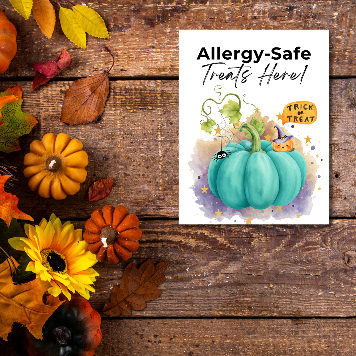 Halloween Allergy-Friendly Sign Printable Bundle | Teal Pumpkin Project Sign | Non Food Treats Sign | Allergy Safe Trick or Treat Printable