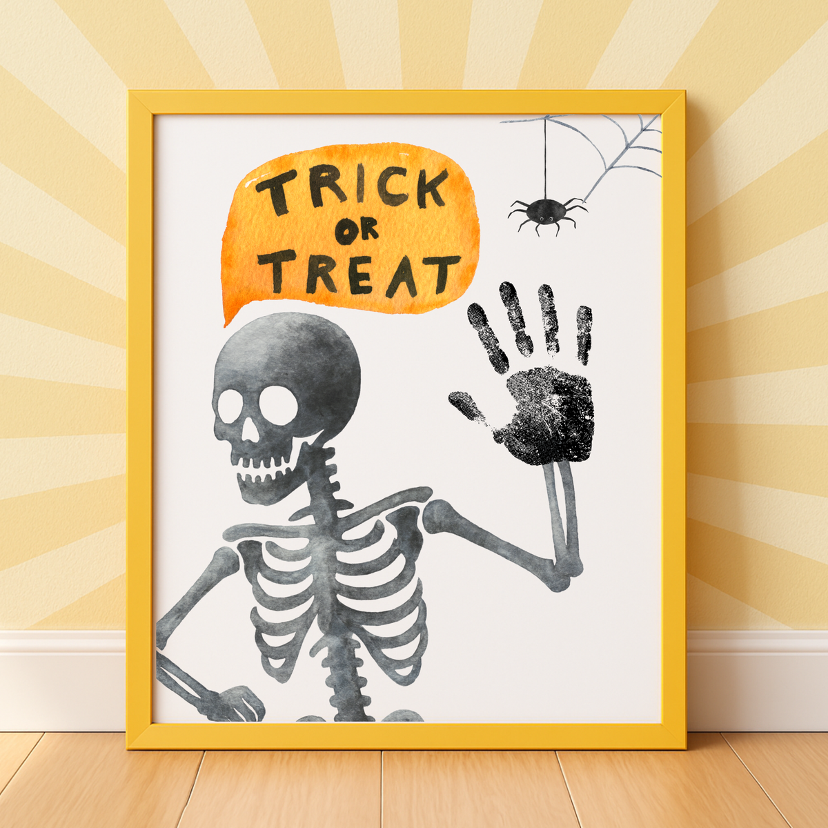 Trick or Treat Skeleton Handprint Craft Printable | Halloween Handprint Keepsake for Kids | Preschool Halloween Activity | Daycare & Classroom Craft
