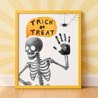 Trick or Treat Skeleton Handprint Craft Printable | Halloween Handprint Keepsake for Kids | Preschool Halloween Activity | Daycare & Classroom Craft