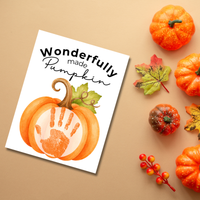 Christian Pumpkin Handprint Keepsake Printable | Wonderfully Made Fall Craft | Psalm 139:14 Preschool Pumpkin Activity