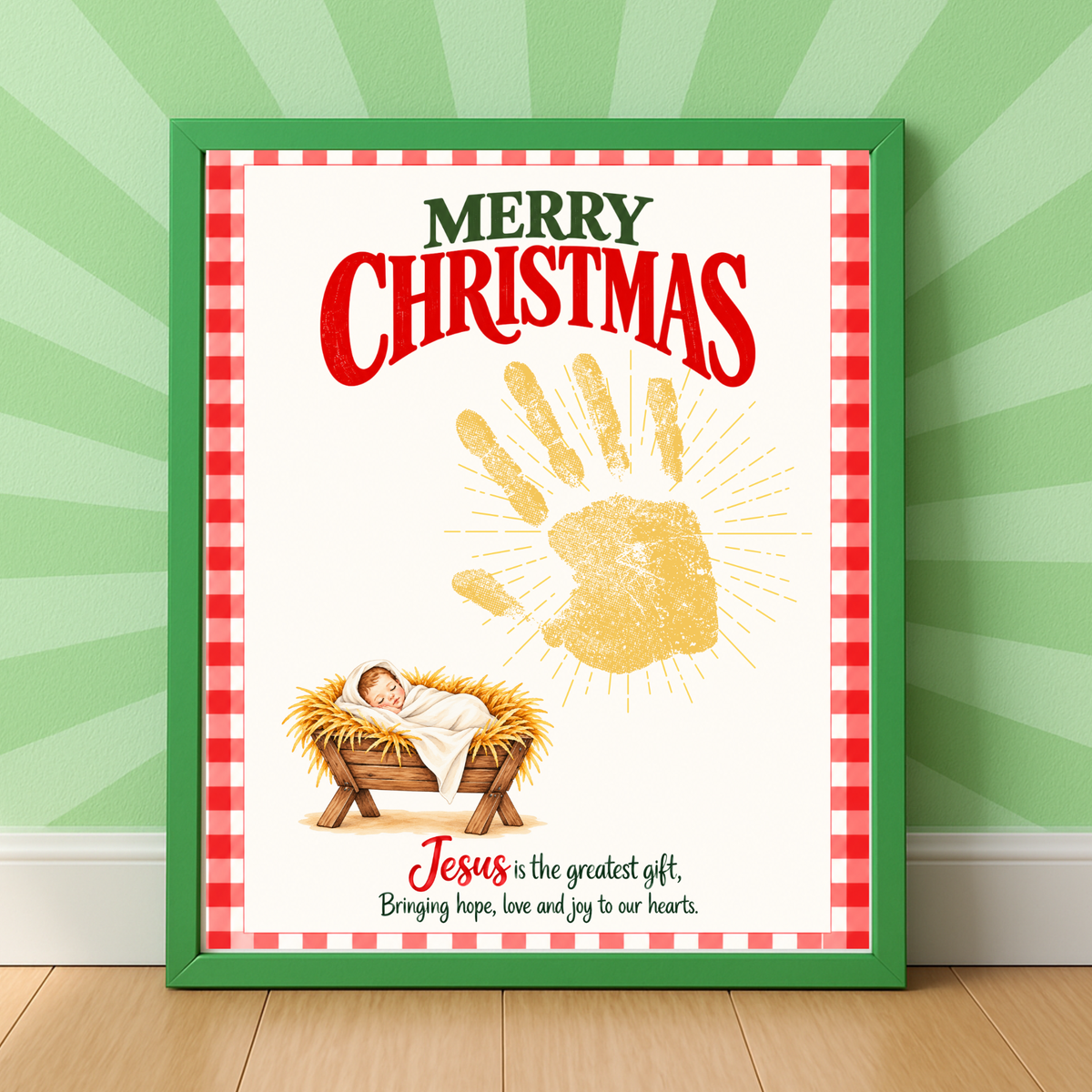 Jesus Is the Greatest Gift Christmas Handprint Craft | Christian Nativity Keepsake Printable for Kids