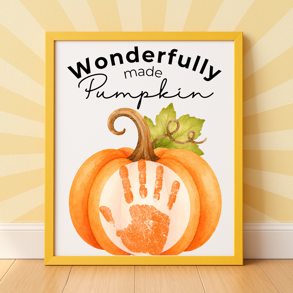 Christian Pumpkin Handprint Keepsake Printable | Wonderfully Made Fall Craft | Psalm 139:14 Preschool Pumpkin Activity