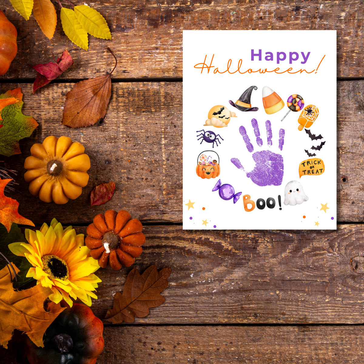 Happy Halloween Handprint Craft Printable | Halloween Keepsake for Kids | Preschool Halloween Activity | Daycare & Classroom Craft