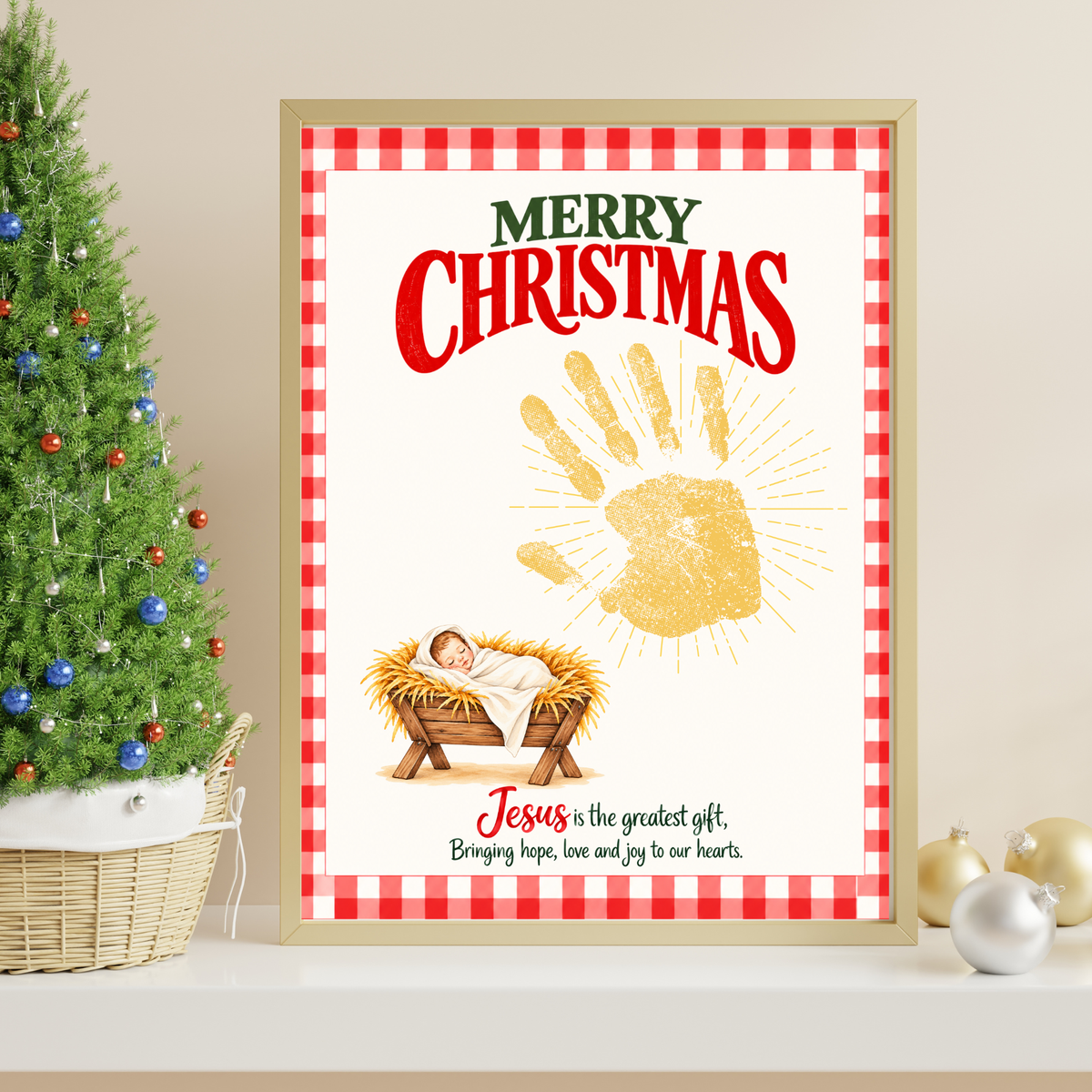 Jesus Is the Greatest Gift Christmas Handprint Craft | Christian Nativity Keepsake Printable for Kids