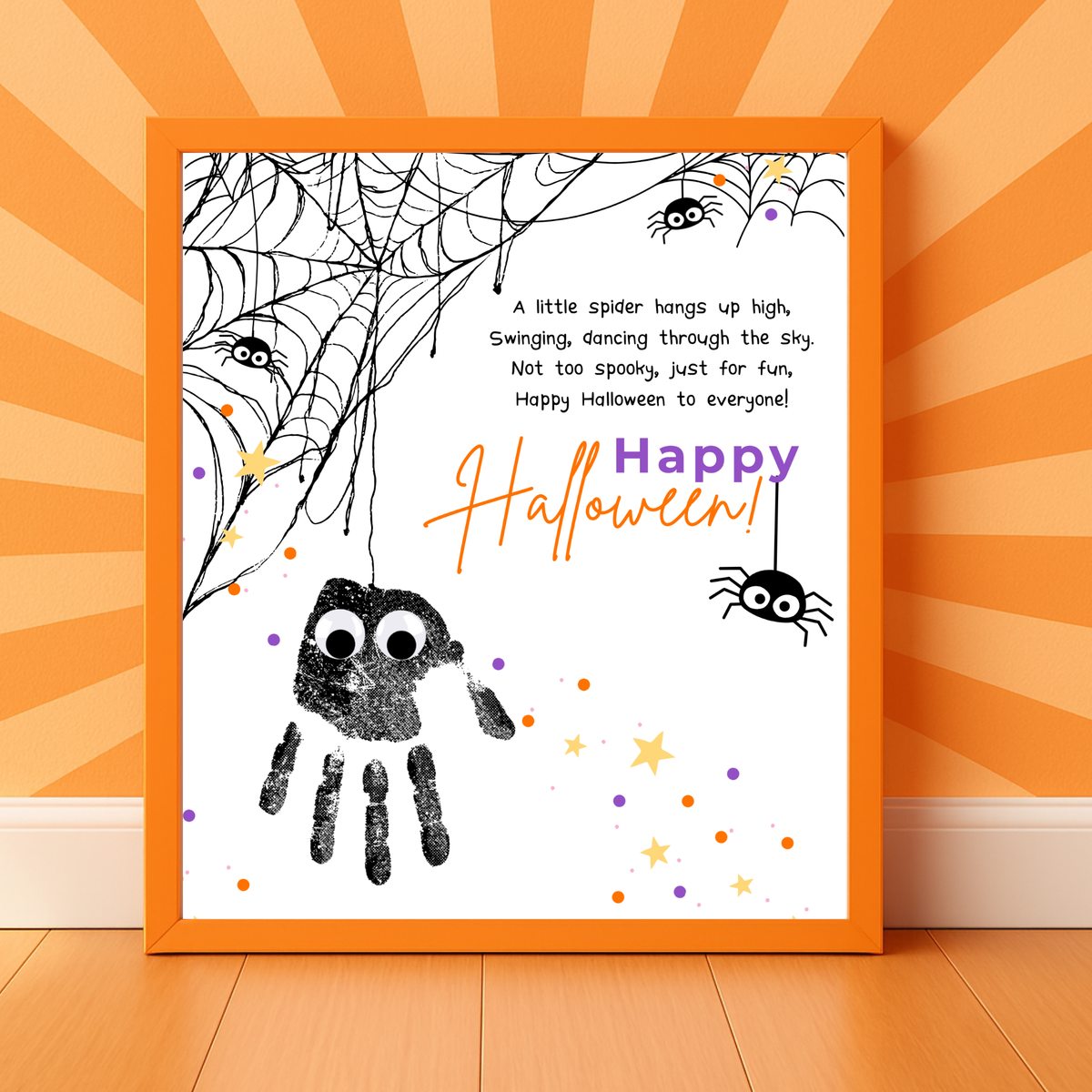Happy Halloween Spider Handprint Craft Printable | Preschool Halloween Keepsake Activity | Halloween Craft for Kids | Daycare & Classroom Printable