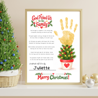 God Picked Us to Be Family Christmas Handprint Craft | Christian Family Keepsake Printable