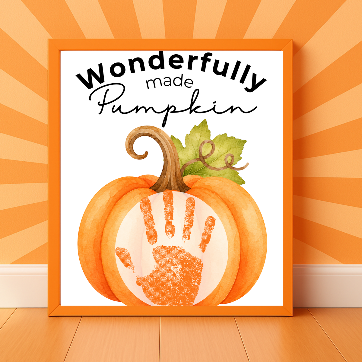 Christian Pumpkin Handprint Keepsake Printable | Wonderfully Made Fall Craft | Psalm 139:14 Preschool Pumpkin Activity