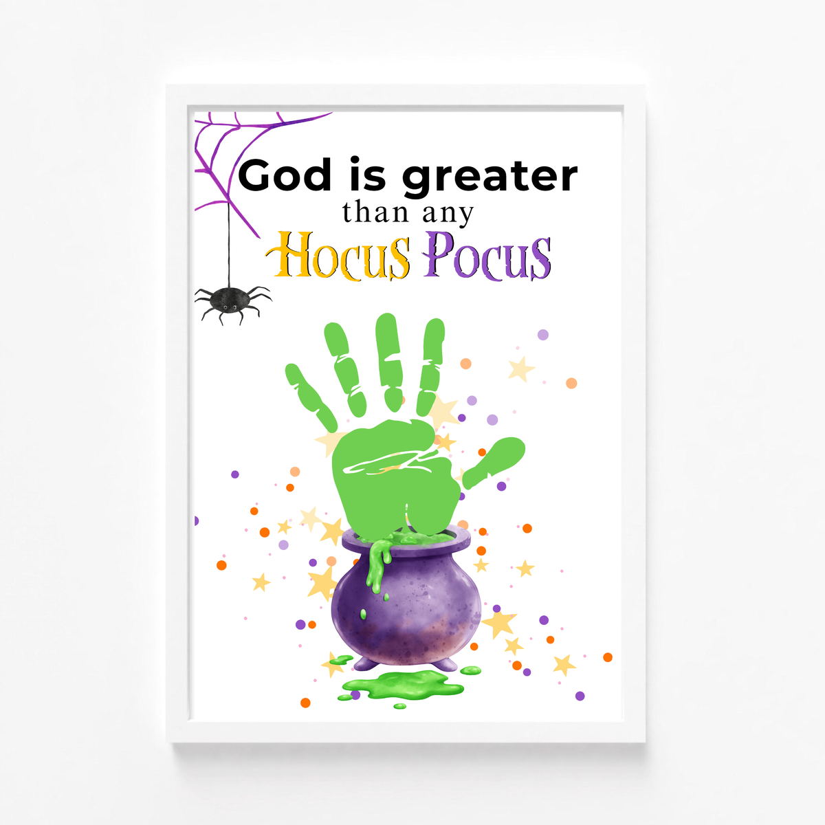 God Is Greater Than Any Hocus Pocus Halloween Handprint Craft | Christian Halloween Printable | Faith-Based Preschool Keepsake | Church Activity