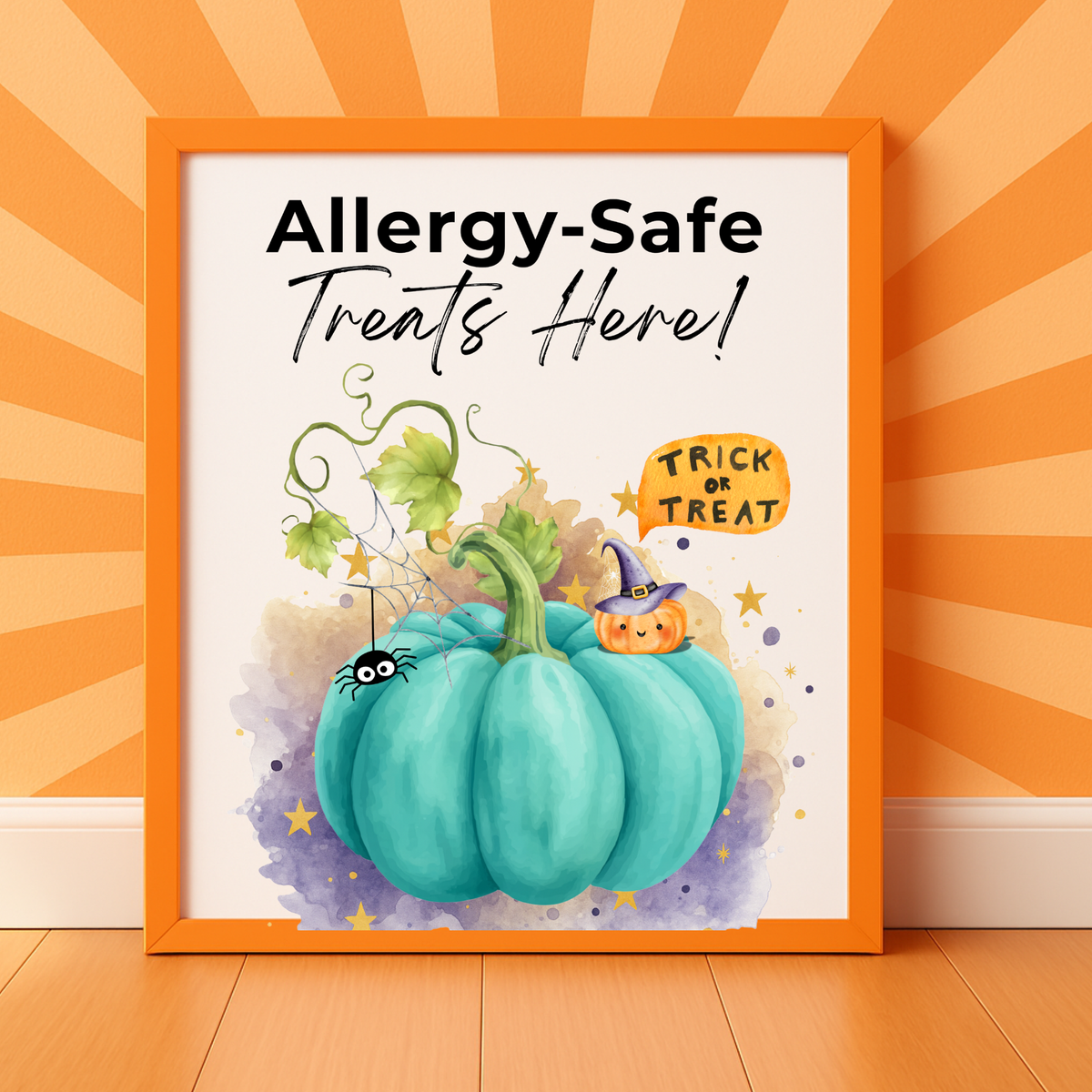 Halloween Allergy-Friendly Sign Printable Bundle | Teal Pumpkin Project Sign | Non Food Treats Sign | Allergy Safe Trick or Treat Printable