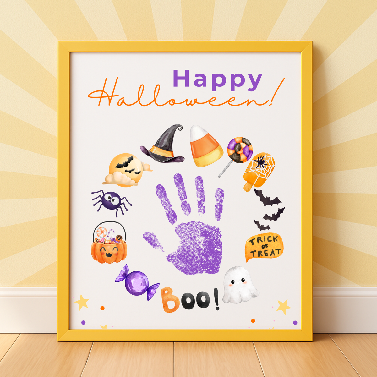 Happy Halloween Handprint Craft Printable | Halloween Keepsake for Kids | Preschool Halloween Activity | Daycare & Classroom Craft