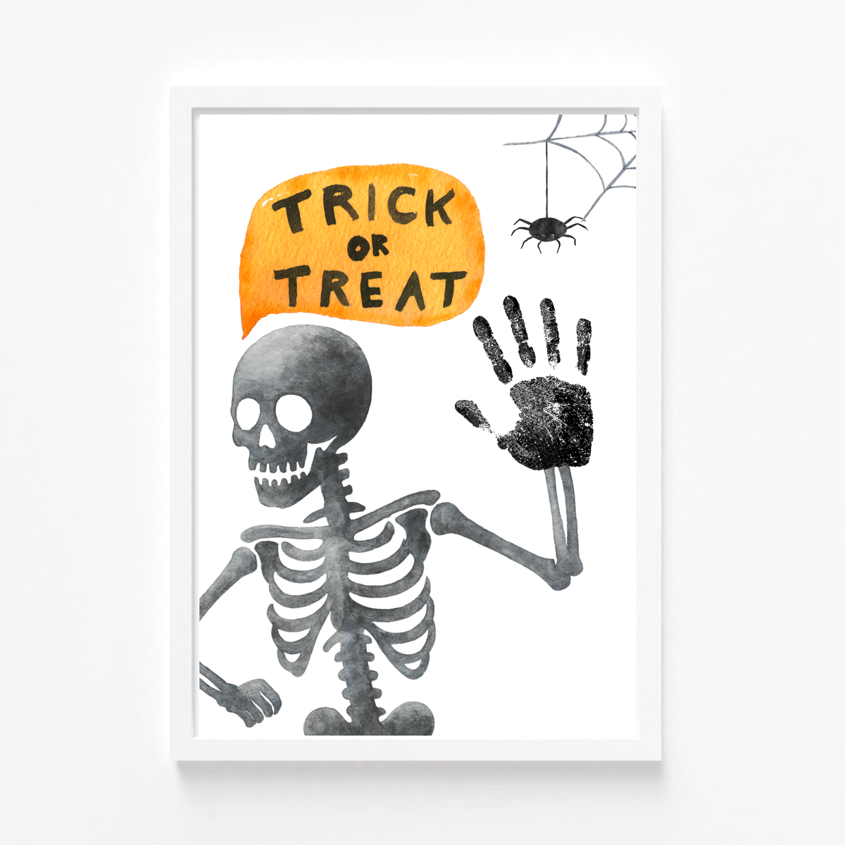 Trick or Treat Skeleton Handprint Craft Printable | Halloween Handprint Keepsake for Kids | Preschool Halloween Activity | Daycare & Classroom Craft