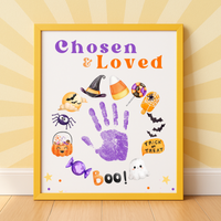 Chosen & Loved Halloween Handprint Craft Printable | Christian Halloween Keepsake | Faith-Based Preschool Craft | Sunday School Halloween Activity