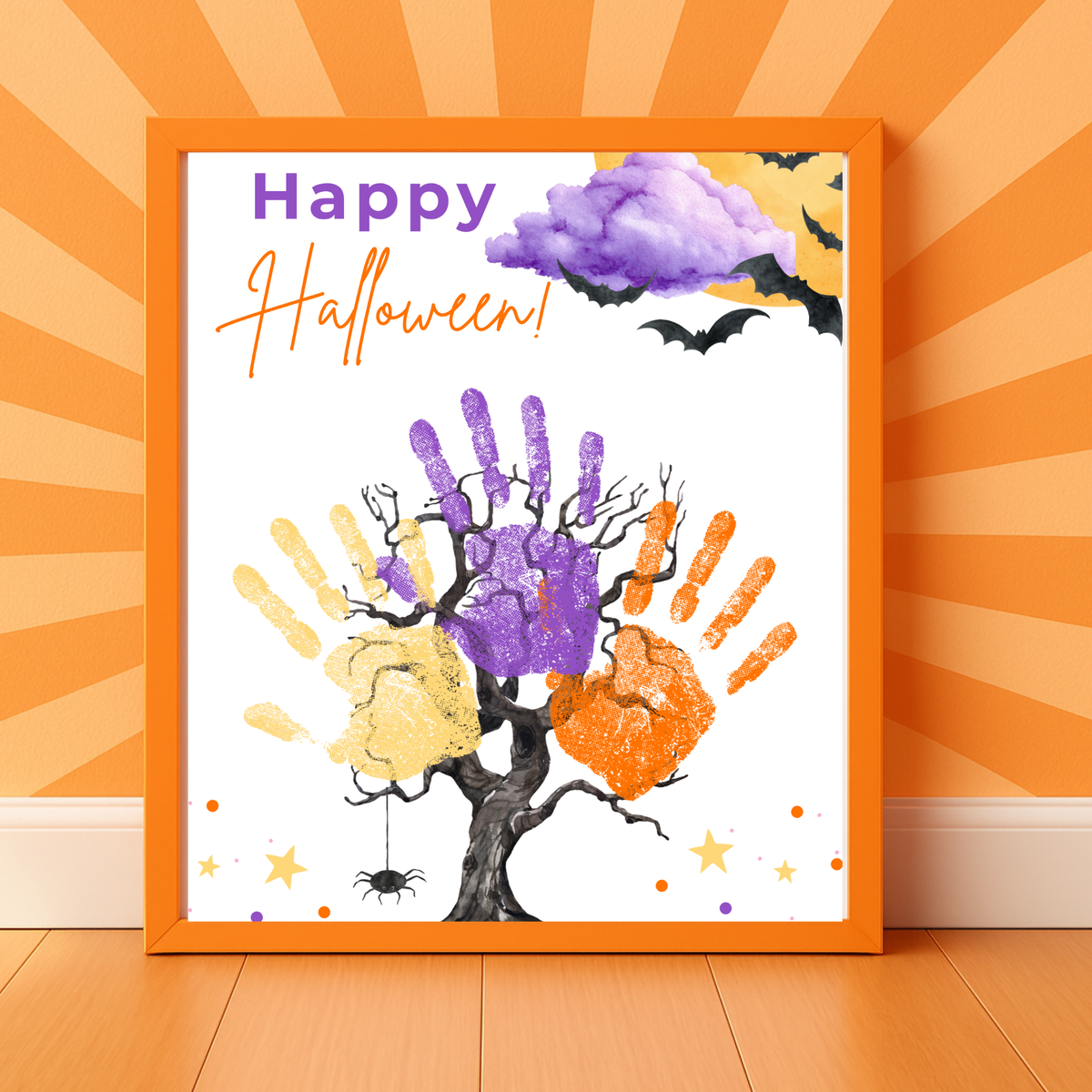 Happy Halloween Handprint Tree Craft Printable | Halloween Family Handprint Keepsake | Preschool Halloween Activity | Daycare & Classroom Fall Craft