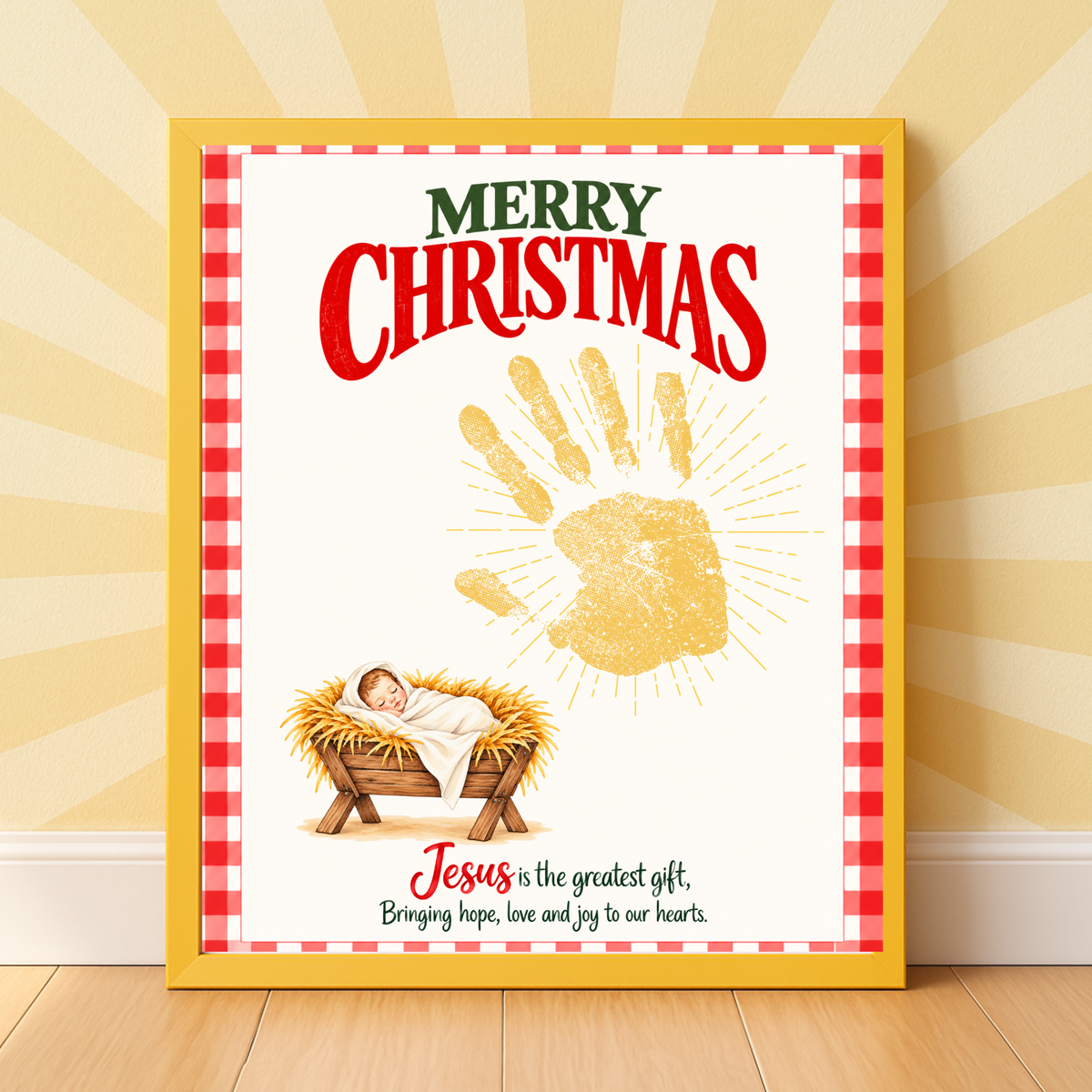 Jesus Is the Greatest Gift Christmas Handprint Craft | Christian Nativity Keepsake Printable for Kids