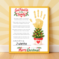 God Picked Us to Be Family Christmas Handprint Craft | Christian Family Keepsake Printable