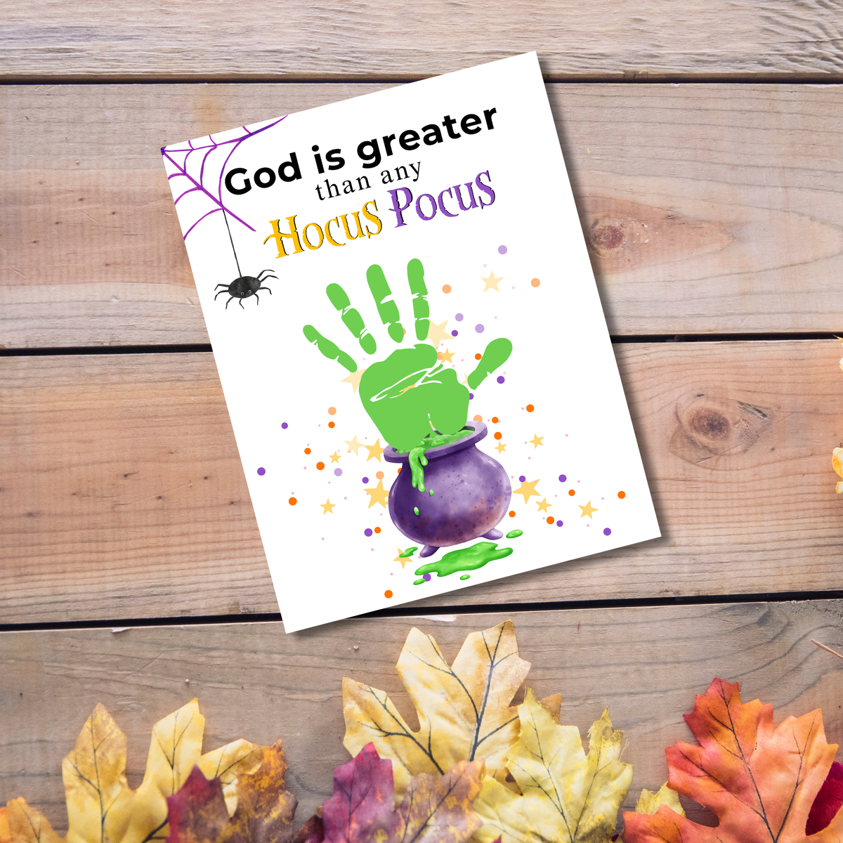 God Is Greater Than Any Hocus Pocus Halloween Handprint Craft | Christian Halloween Printable | Faith-Based Preschool Keepsake | Church Activity