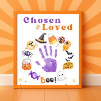 Chosen & Loved Halloween Handprint Craft Printable | Christian Halloween Keepsake | Faith-Based Preschool Craft | Sunday School Halloween Activity