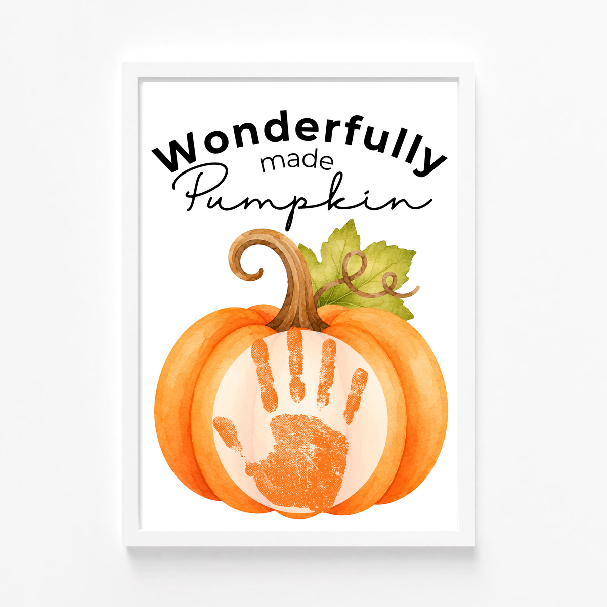Christian Pumpkin Handprint Keepsake Printable | Wonderfully Made Fall Craft | Psalm 139:14 Preschool Pumpkin Activity