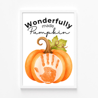 Christian Pumpkin Handprint Keepsake Printable | Wonderfully Made Fall Craft | Psalm 139:14 Preschool Pumpkin Activity