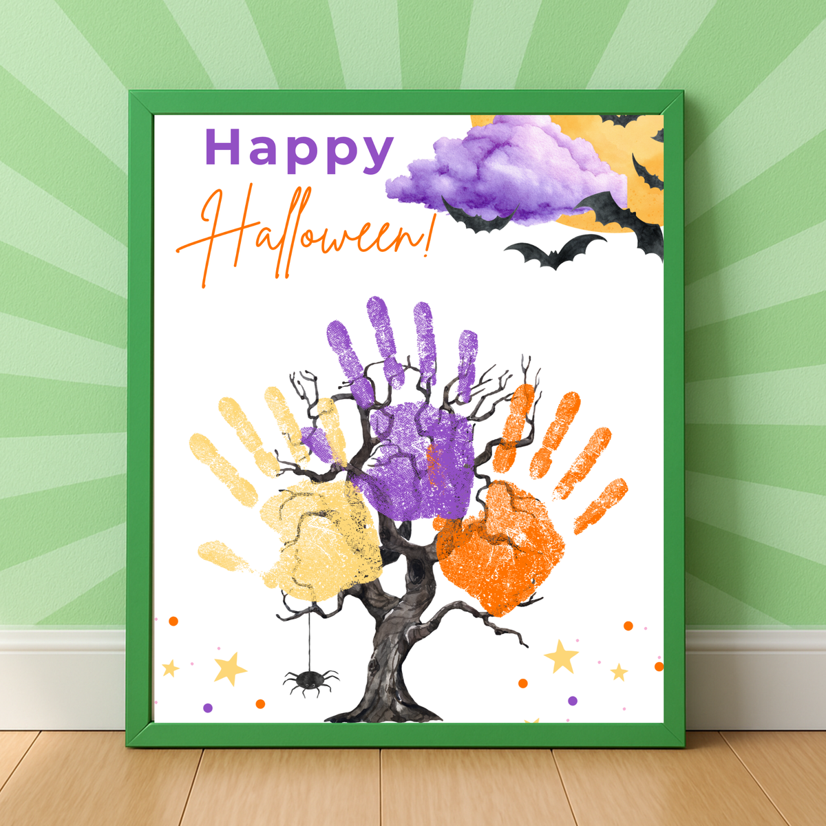 Happy Halloween Handprint Tree Craft Printable | Halloween Family Handprint Keepsake | Preschool Halloween Activity | Daycare & Classroom Fall Craft