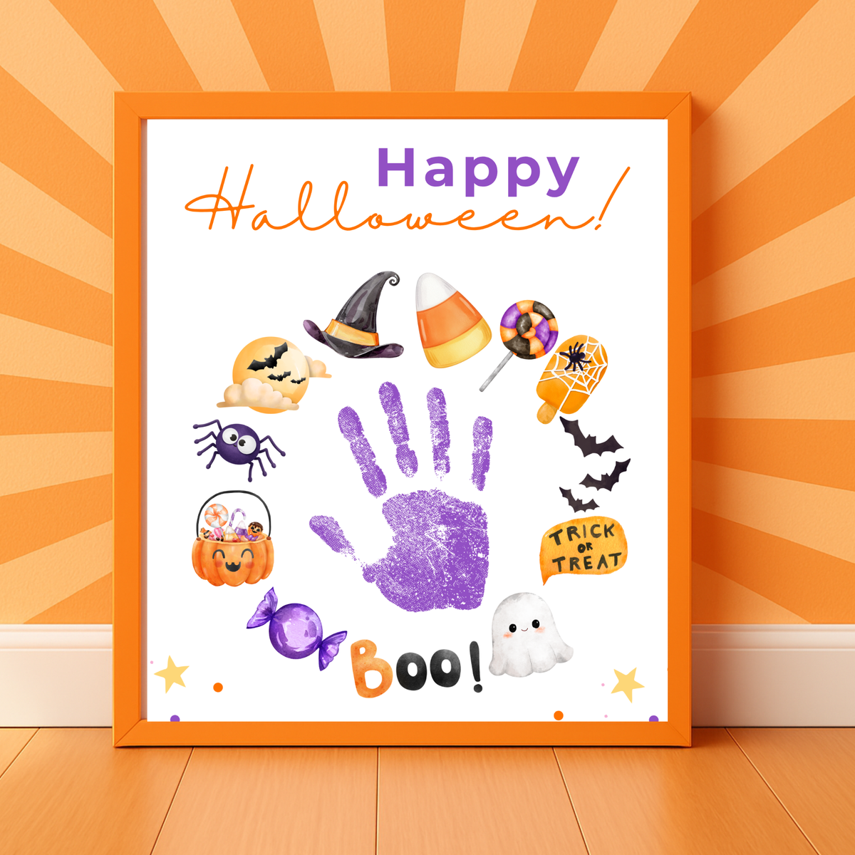 Happy Halloween Handprint Craft Printable | Halloween Keepsake for Kids | Preschool Halloween Activity | Daycare & Classroom Craft