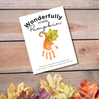 Wonderfully Made Handprint Pumpkin Craft Printable | Christian Fall Keepsake | Psalm 139:14 Preschool Autumn Activity