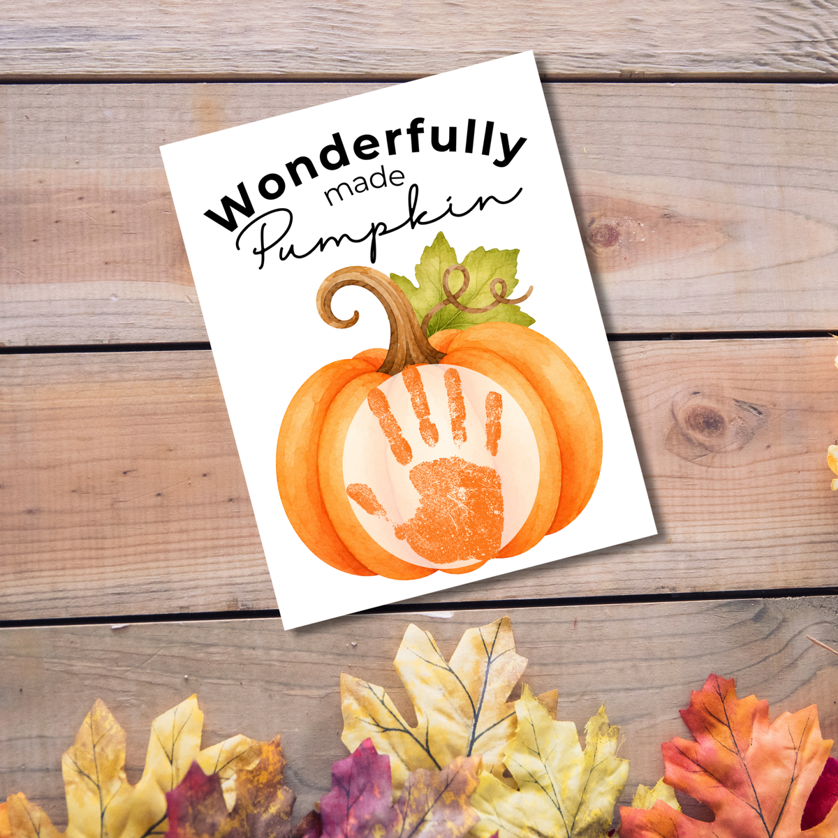 Christian Pumpkin Handprint Keepsake Printable | Wonderfully Made Fall Craft | Psalm 139:14 Preschool Pumpkin Activity
