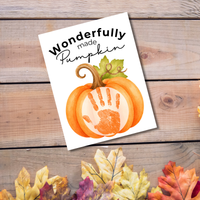 Christian Pumpkin Handprint Keepsake Printable | Wonderfully Made Fall Craft | Psalm 139:14 Preschool Pumpkin Activity