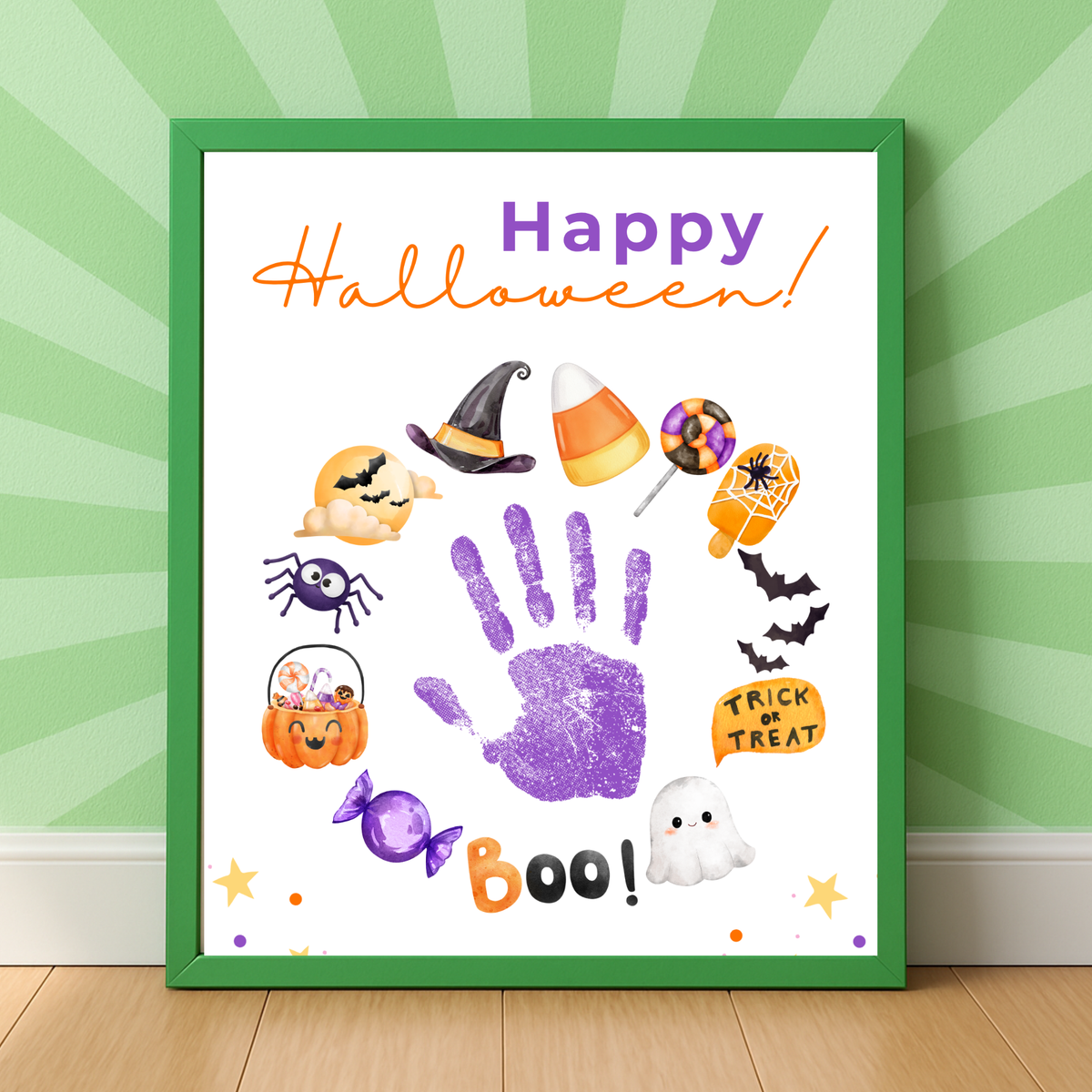 Happy Halloween Handprint Craft Printable | Halloween Keepsake for Kids | Preschool Halloween Activity | Daycare & Classroom Craft