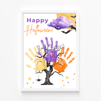 Happy Halloween Handprint Tree Craft Printable | Halloween Family Handprint Keepsake | Preschool Halloween Activity | Daycare & Classroom Fall Craft