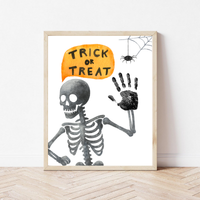 Trick or Treat Skeleton Handprint Craft Printable | Halloween Handprint Keepsake for Kids | Preschool Halloween Activity | Daycare & Classroom Craft