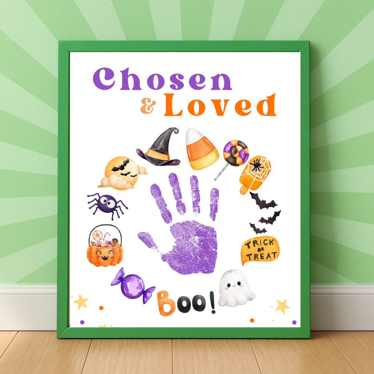 Chosen & Loved Halloween Handprint Craft Printable | Christian Halloween Keepsake | Faith-Based Preschool Craft | Sunday School Halloween Activity