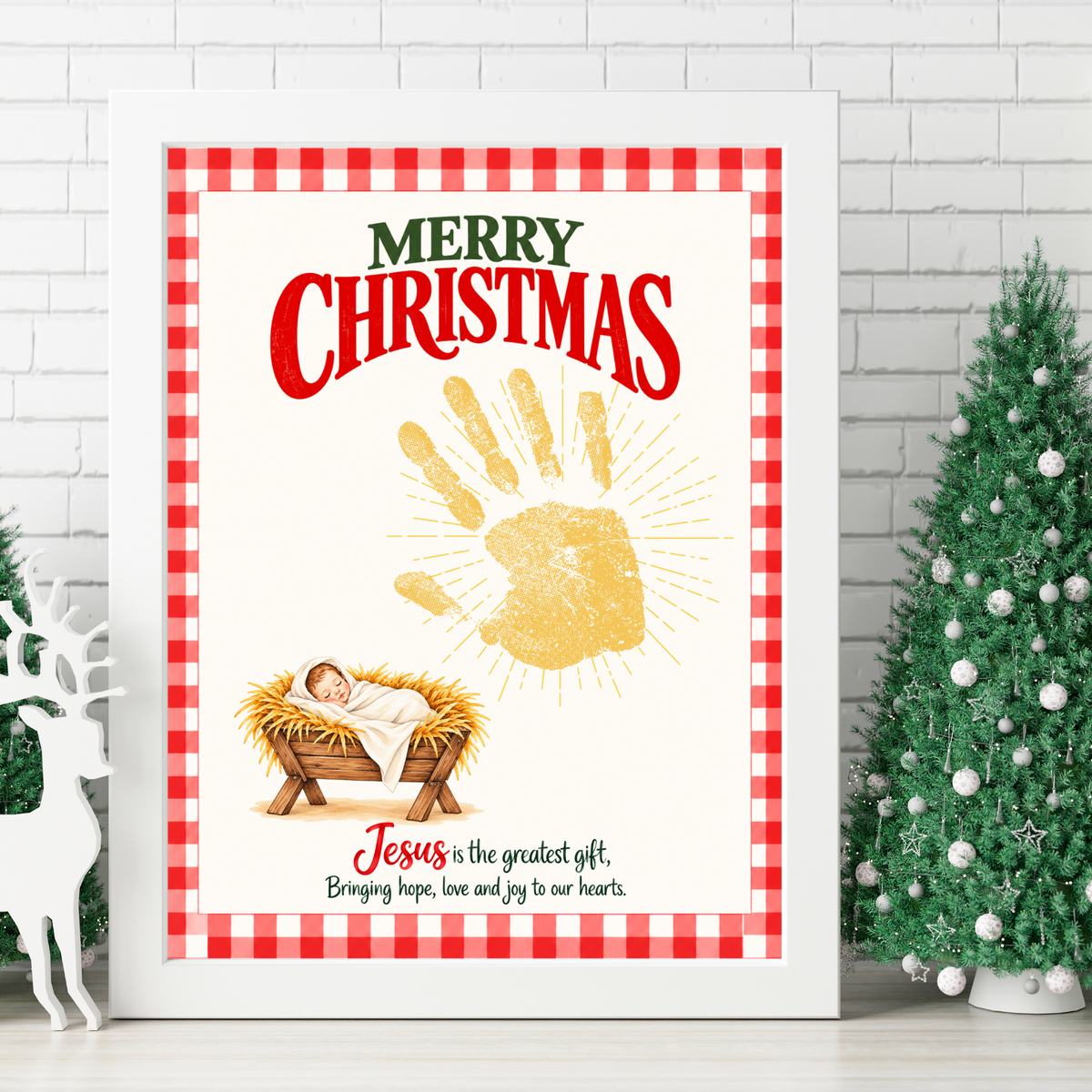 Jesus Is the Greatest Gift Christmas Handprint Craft | Christian Nativity Keepsake Printable for Kids