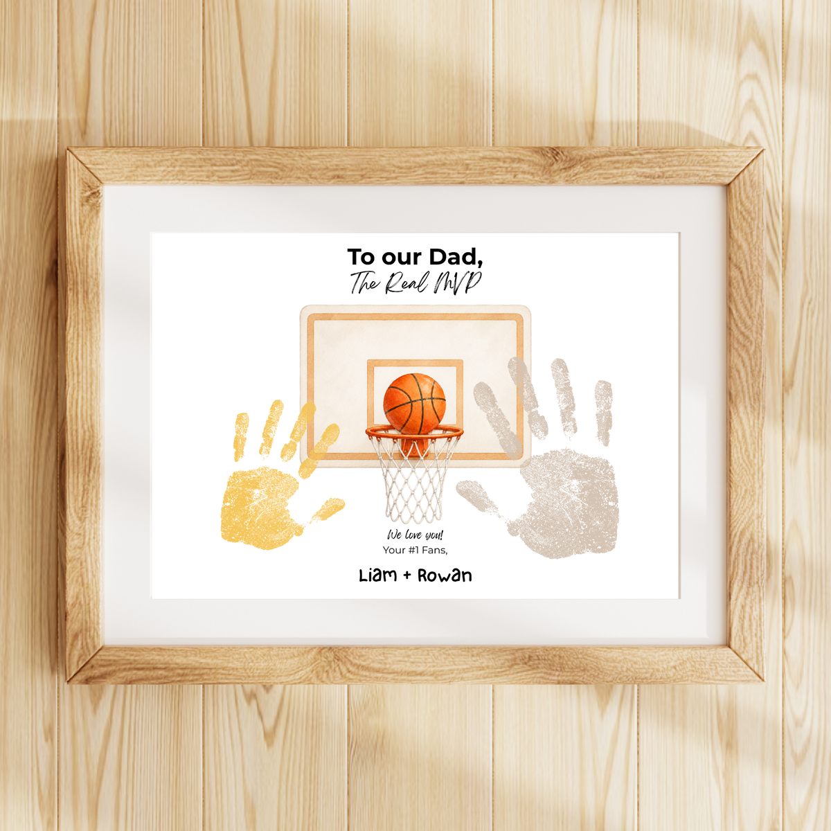 Basketball Handprint Craft for Dad, To Our Dad The Real MVP Printable, Father’s Day Basketball Keepsake from Kids, Sports Dad Gift