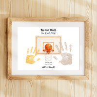 Basketball Handprint Craft for Dad, To Our Dad The Real MVP Printable, Father’s Day Basketball Keepsake from Kids, Sports Dad Gift