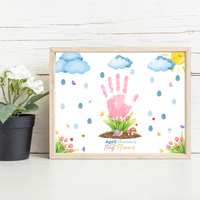 April Showers Bring May Flowers Handprint Craft Printable | Spring Handprint Keepsake | Preschool Spring Activity PDF