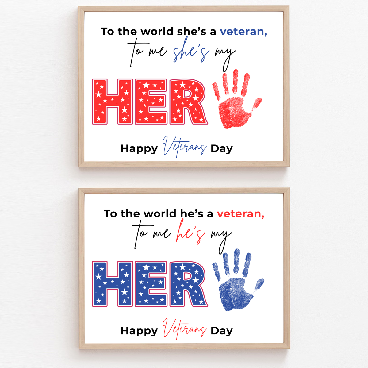 Veterans Day Handprint Craft for Kids | My Hero Veteran Printable Keepsake | Military Family Activity