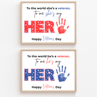 Veterans Day Handprint Craft for Kids | My Hero Veteran Printable Keepsake | Military Family Activity