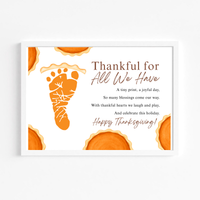 Thankful for All We Have Thanksgiving Footprint Craft | Pumpkin Pie Keepsake Printable