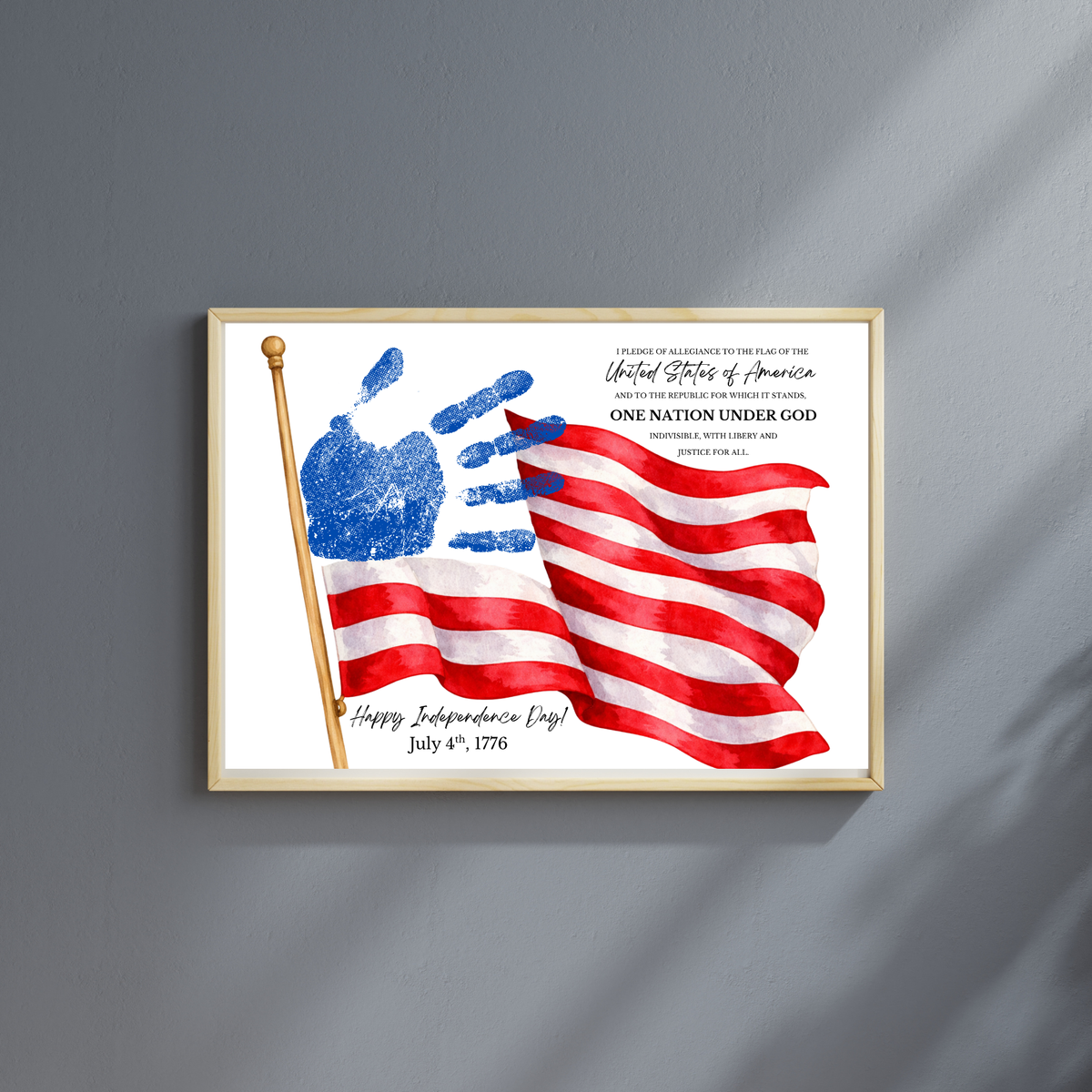 Happy Independence Day Handprint Craft Printable | July 4th Flag Handprint Art | Patriotic USA Keepsake Activity for Kids | Fourth of July Craft
